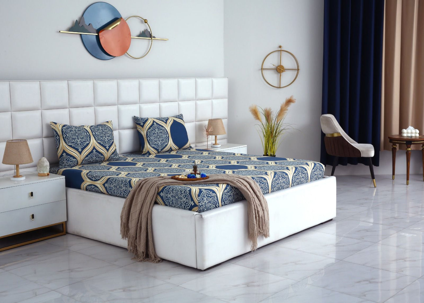 Fitted Bed Sheet-Damask Pattern Fitted Sheets Apricot