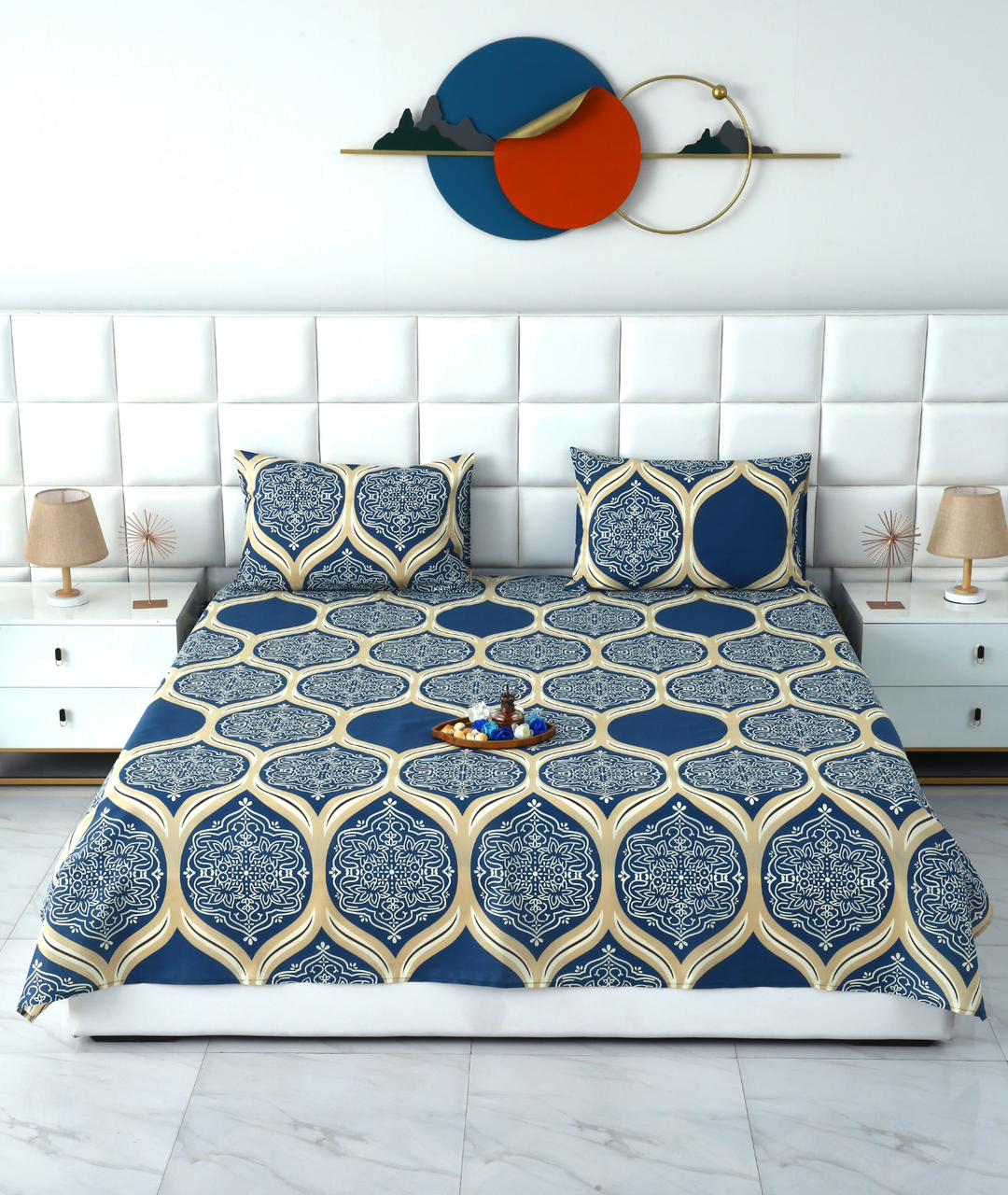 3 PCs Double Bed Sheet-DB254 Bed Sheets Apricot