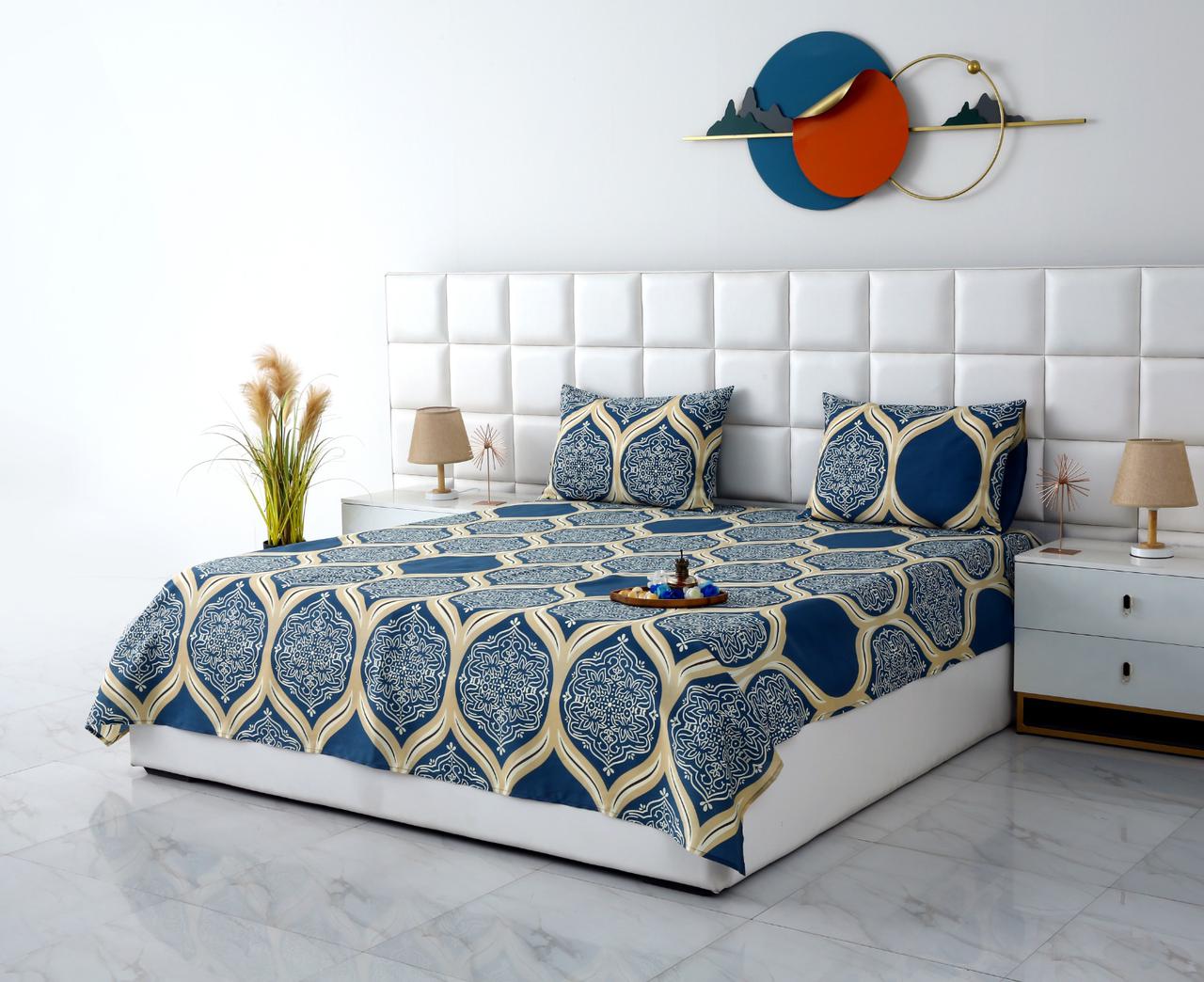 3 PCs Double Bed Sheet-DB254 Bed Sheets Apricot