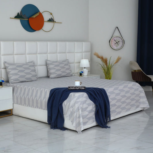 3 PCs Double Bed Sheet-DB114