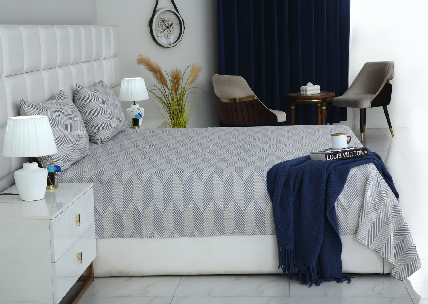 3 PCs Double Bed Sheet-DB114