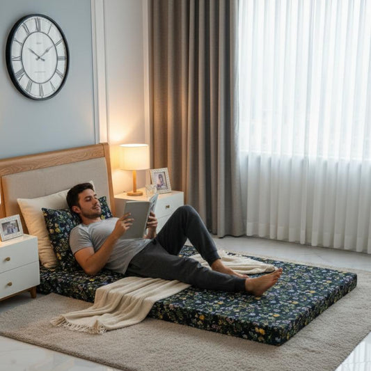 Foldable Mattress Mattress-Black Meadows Protectors Apricot