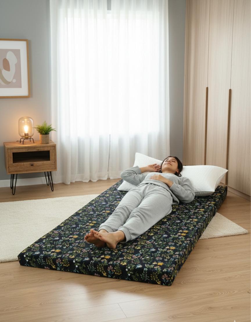Foldable Mattress Mattress-Black Meadows Protectors Apricot