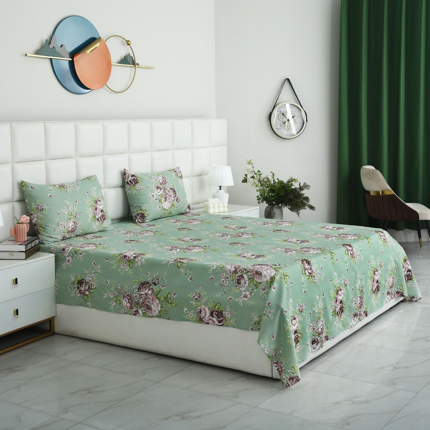 3 PCs Double Bed Sheet-DB259 Bed Sheets Apricot