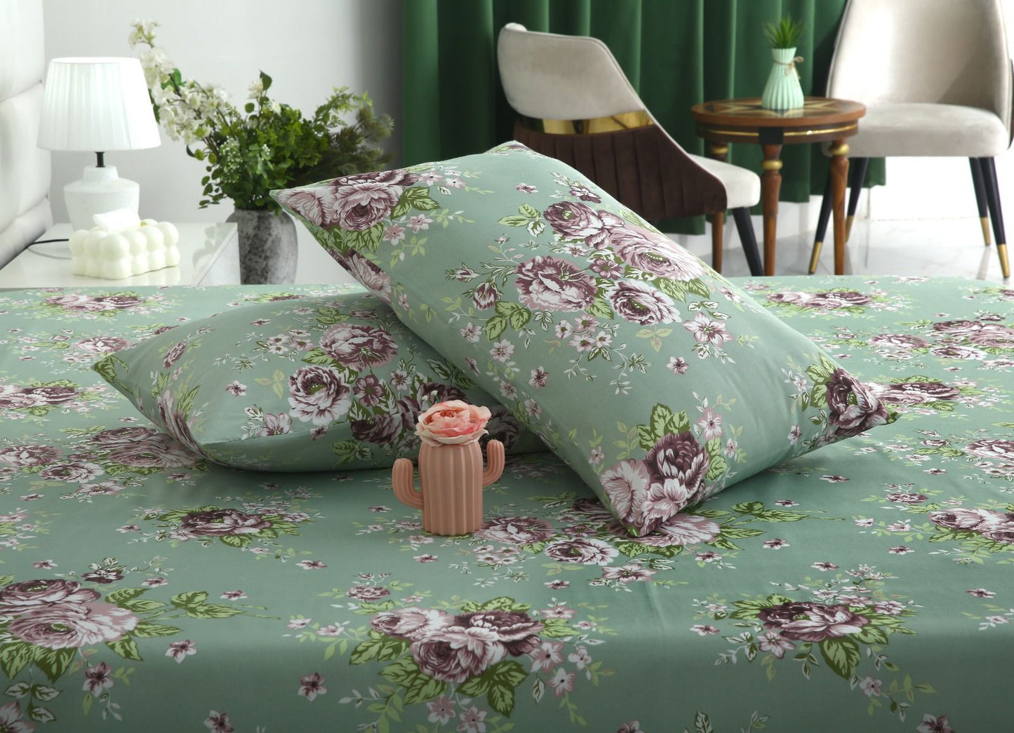 3 PCs Double Bed Sheet-DB259 Bed Sheets Apricot