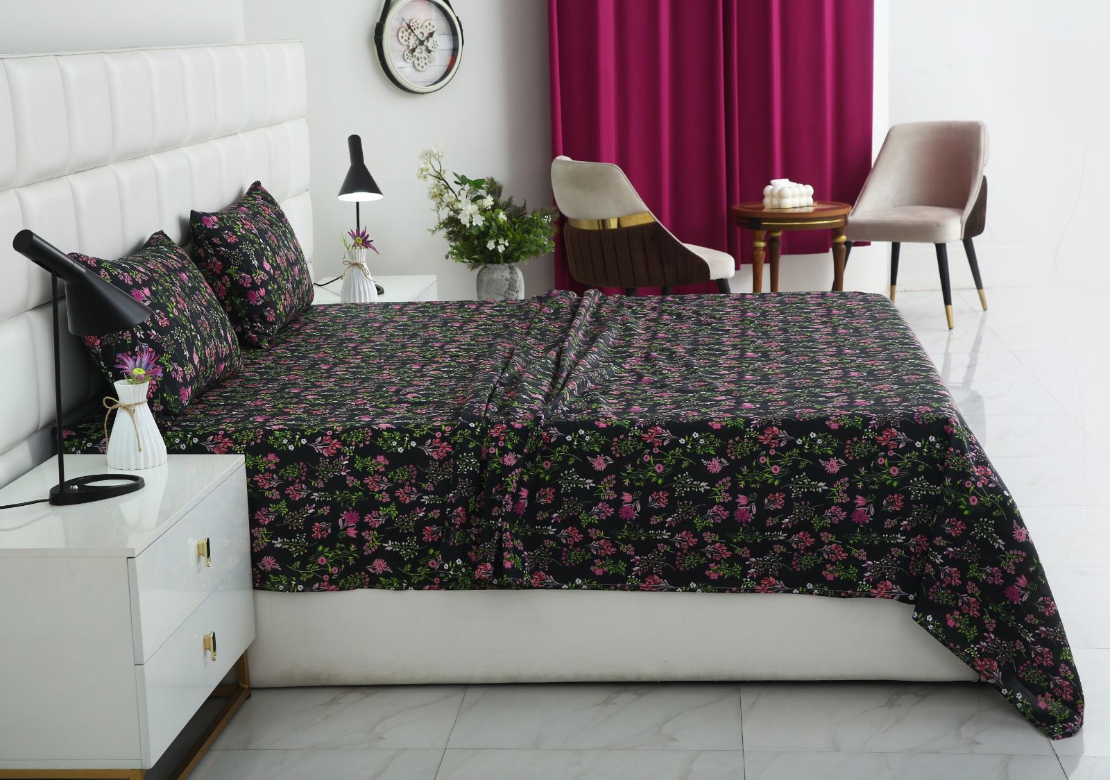 3 PCs Double Bed Sheet-Crocus Bed Sheets Apricot