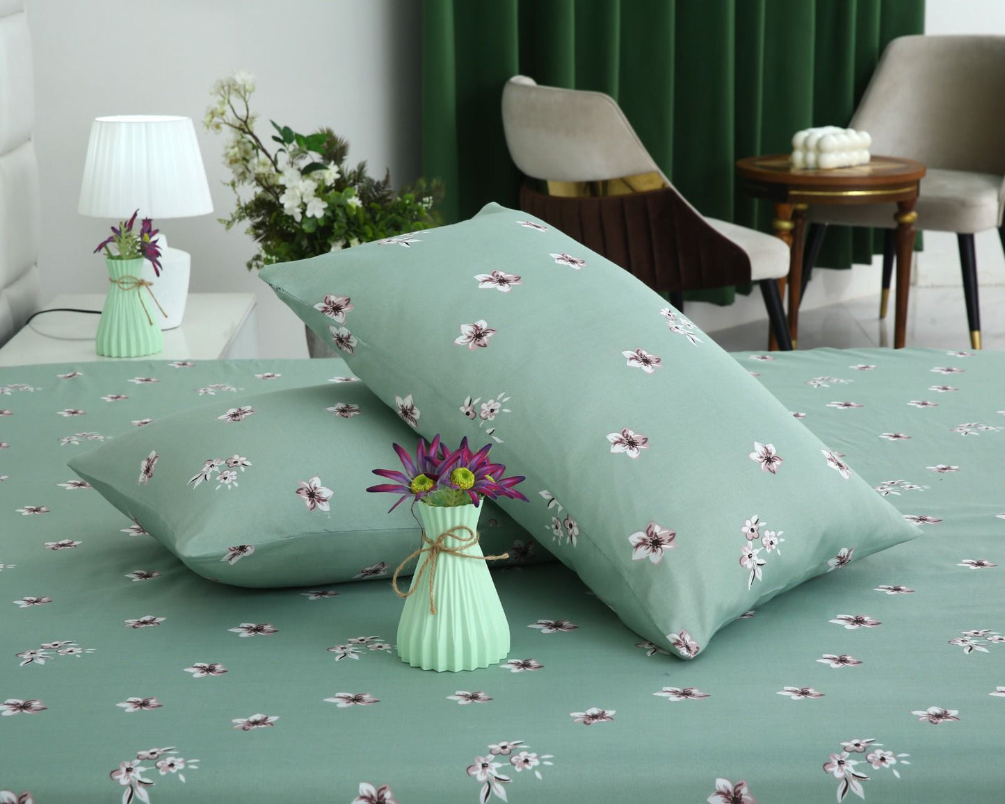 Fitted Bed Sheet-Mint Jazmin Fitted Sheets Apricot