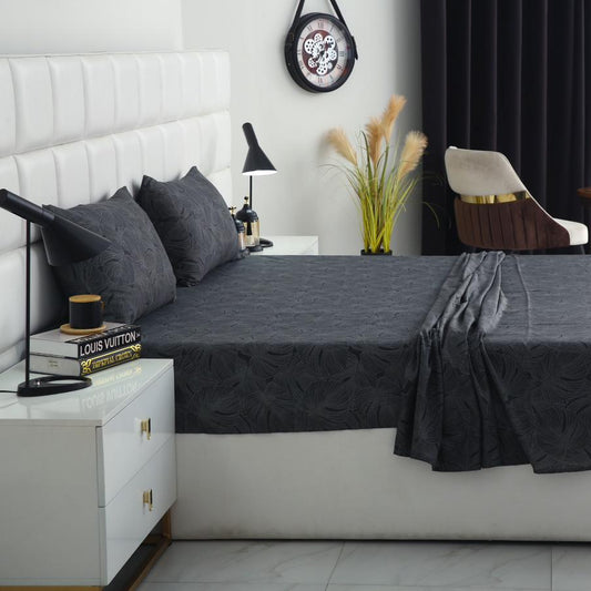2Pcs Single Bed Sheet-Ash Grey