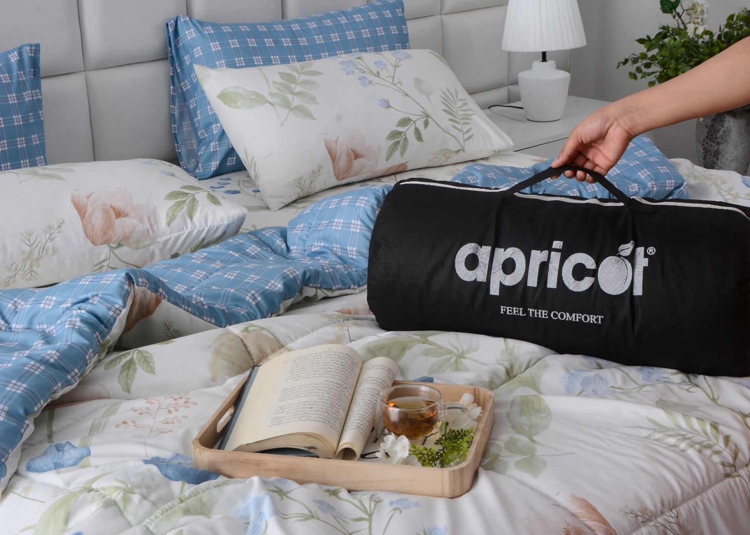 6 PCs Summer Comforter Set-Water Lily Bed Spread Apricot