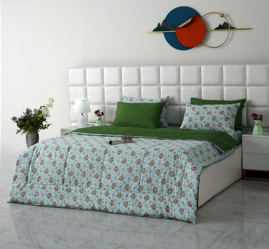 6 PCs Summer Comforter Set-Verdant Bed Spread Apricot