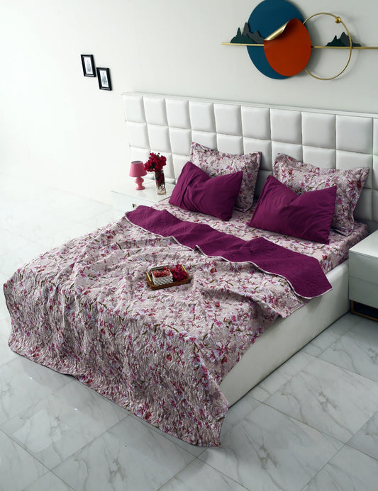 6 PCs Luxury Bed Spread Set-Bloom Bliss Bed Spread Apricot