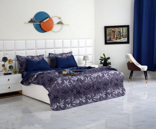 6 PCs Luxury Bed Spread Set-Grey Leaf Bed Spread Apricot