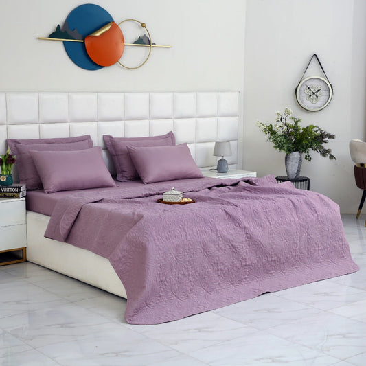 6 PCs Luxury Bed Spread Set-Lilac