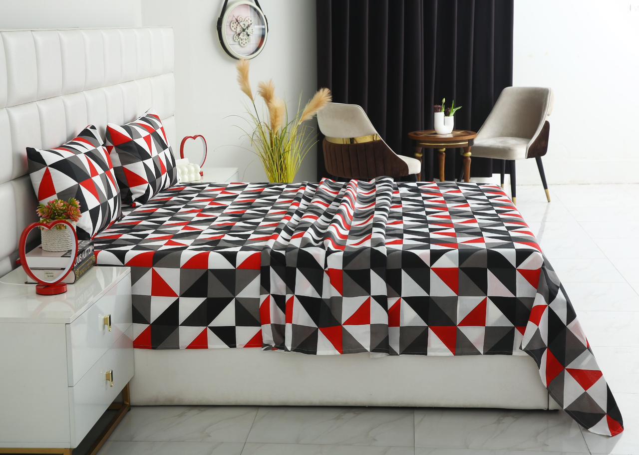 3 PCs Double Bed Sheet-DB263 Bed Sheets Apricot