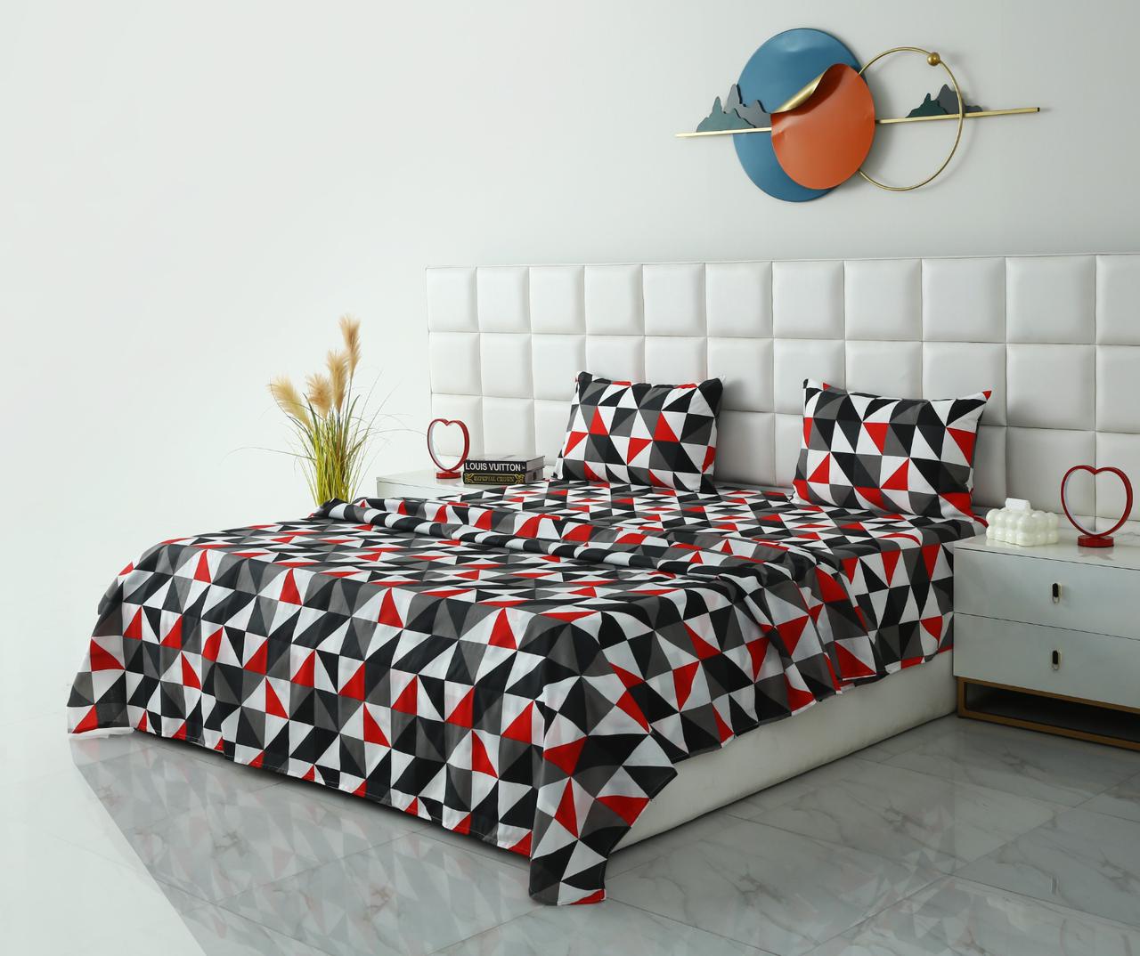 3 PCs Double Bed Sheet-DB263 Bed Sheets Apricot