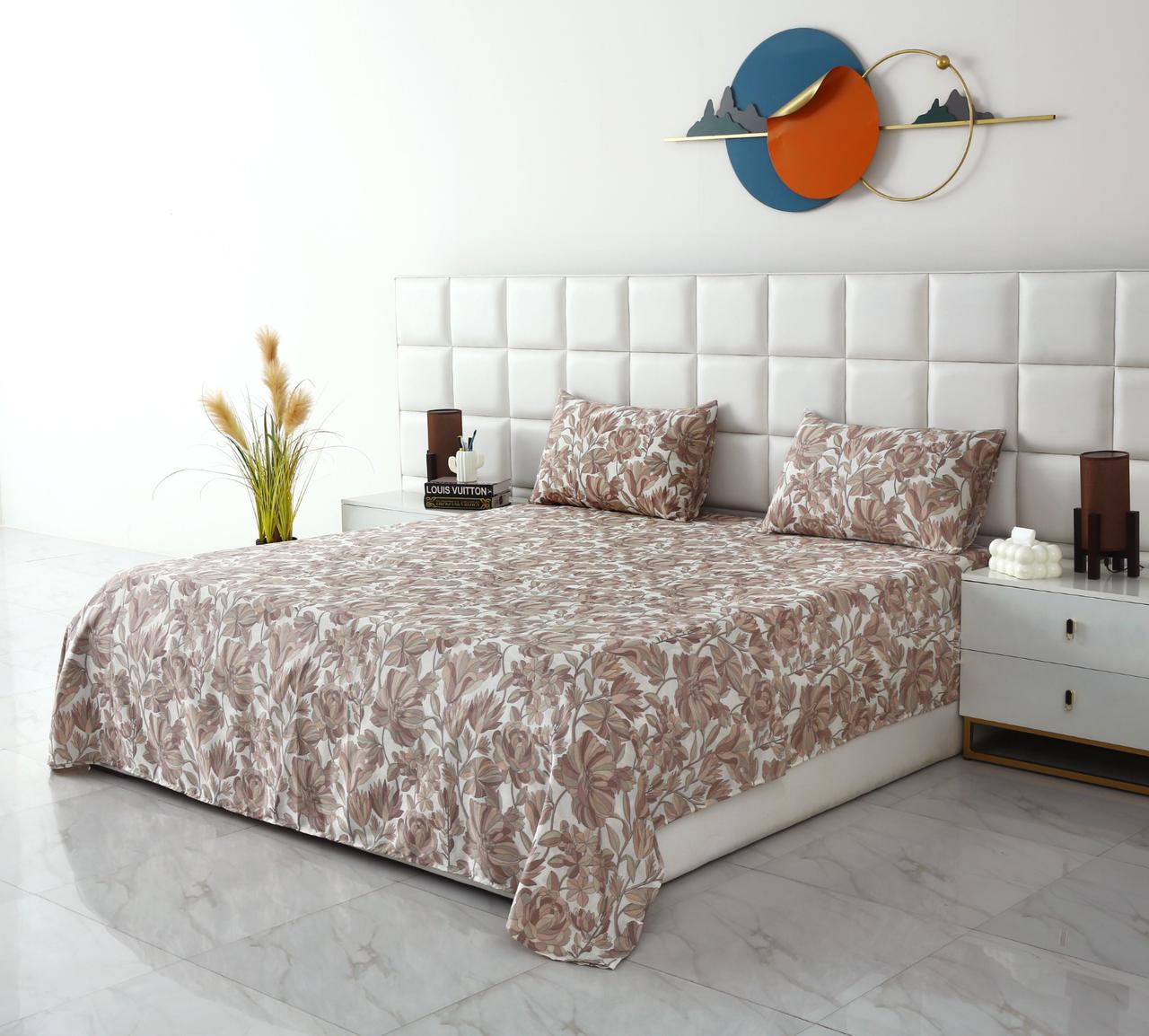 3 PCs Double Bed Sheet-DB261 Bed Sheets Apricot