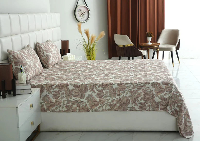 2Pcs Single Bed Sheet-SB-108 single bed sheet Apricot