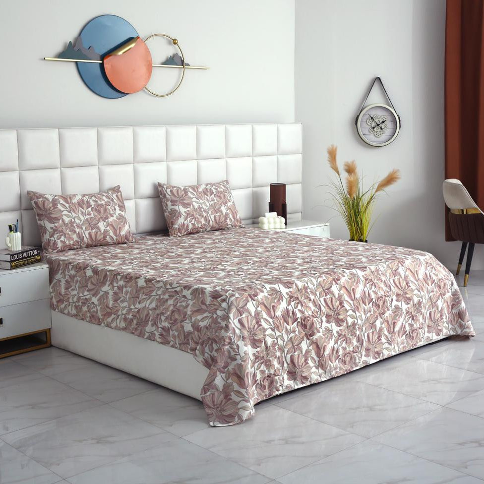 3 PCs Double Bed Sheet-DB261 Bed Sheets Apricot