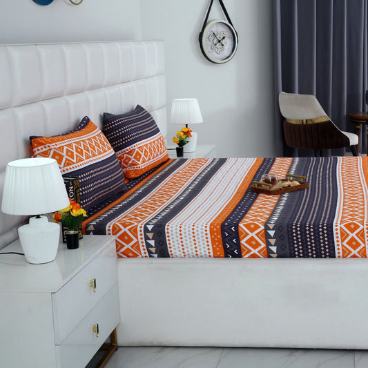 2Pcs Single Bed Sheet-Mexican Style single bed sheet Apricot