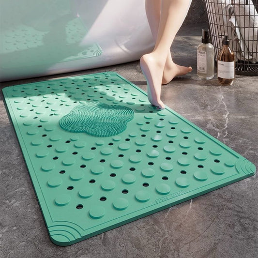 Anti Slip PVC Bathroom Mat With Foot Scrubber (SA2510-114)Green Bath Mats Apricot