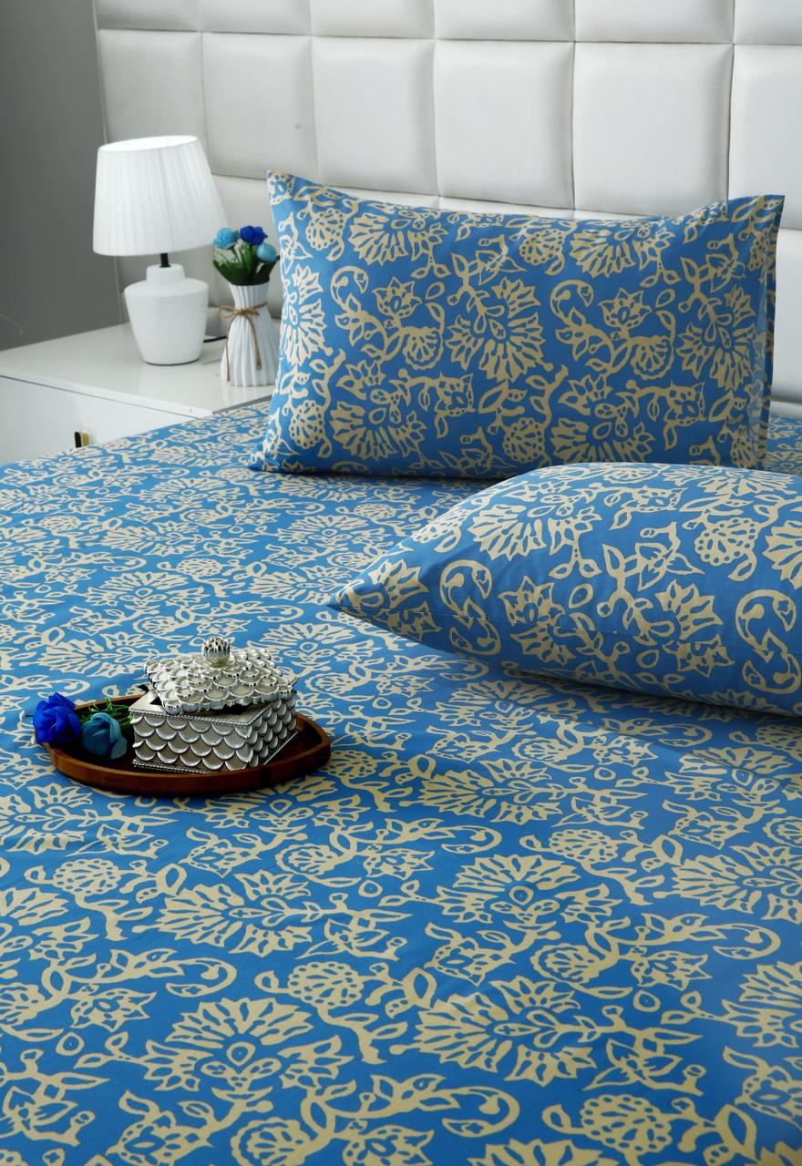 3 PCs Double Bed Sheet With Same Packing-Damask Bed Sheets Apricot
