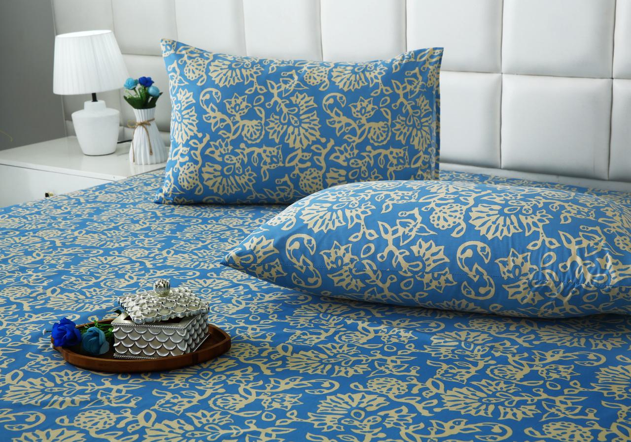 3 PCs Double Bed Sheet With Same Packing-Damask Bed Sheets Apricot