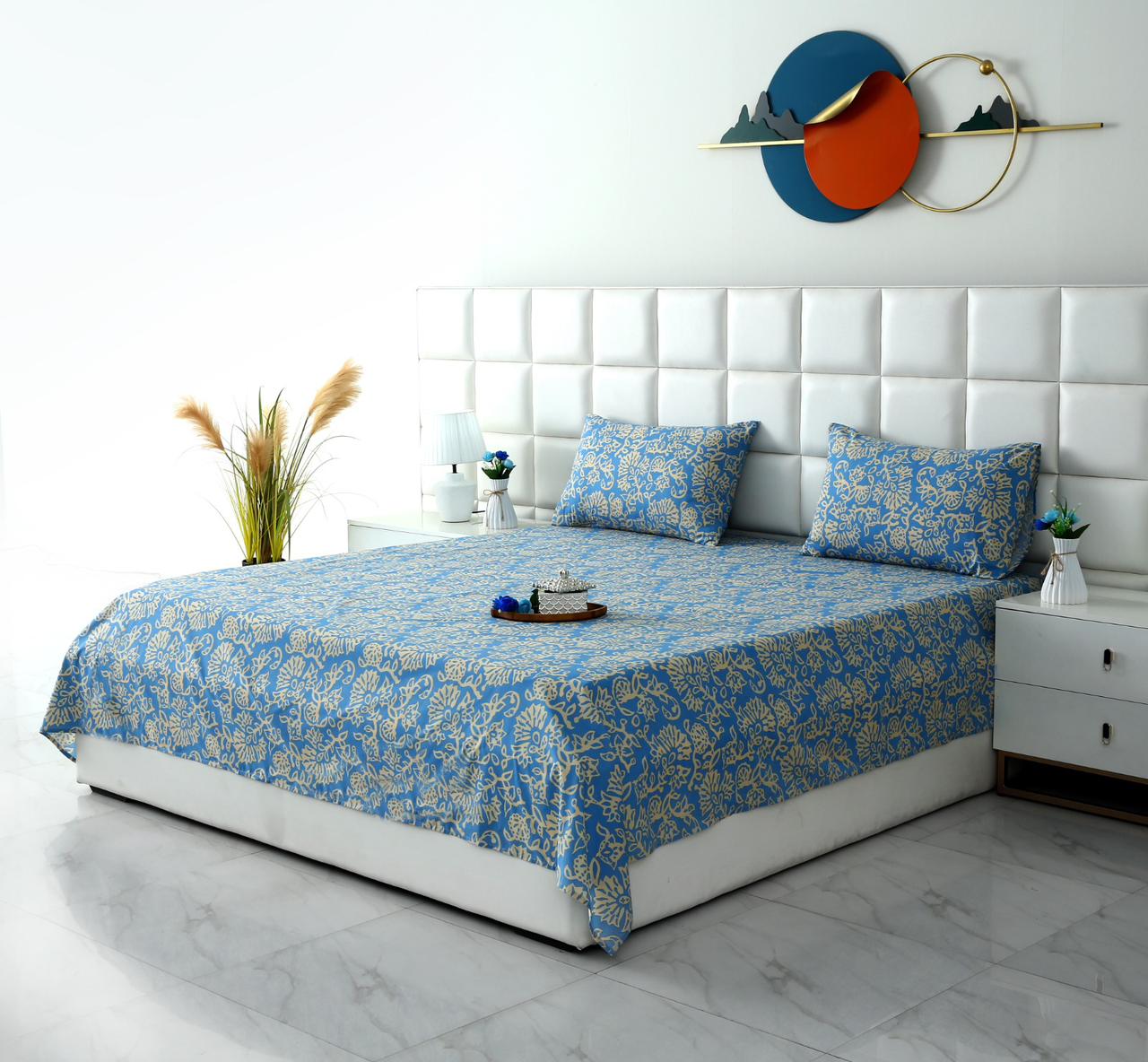 3 PCs Double Bed Sheet With Same Packing-Damask Bed Sheets Apricot