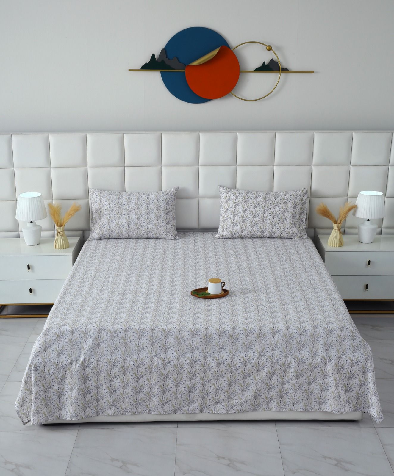 3 PCs Double Bed Sheet With Same Packing-Wildflower Bed Sheets Apricot