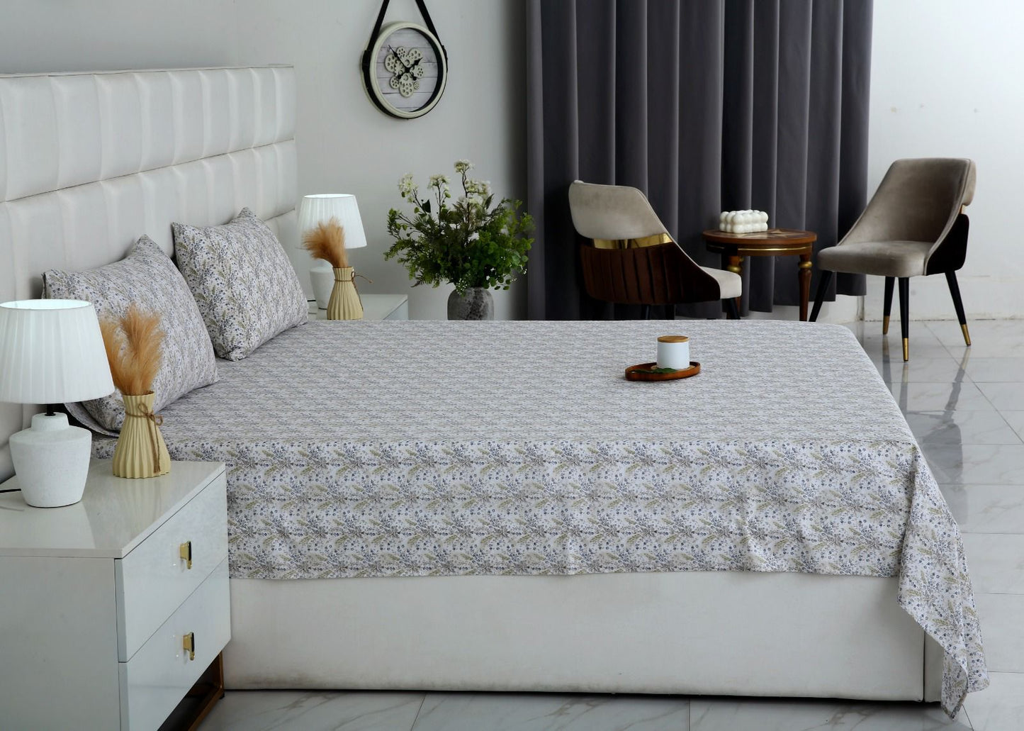 3 PCs Double Bed Sheet With Same Packing-Wildflower Bed Sheets Apricot