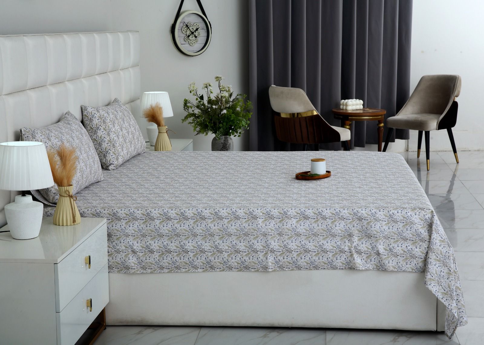 3 PCs Double Bed Sheet With Same Packing-Wildflower Bed Sheets Apricot
