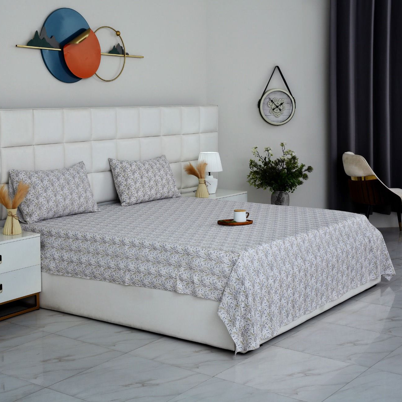 3 PCs Double Bed Sheet With Same Packing-Wildflower Bed Sheets Apricot