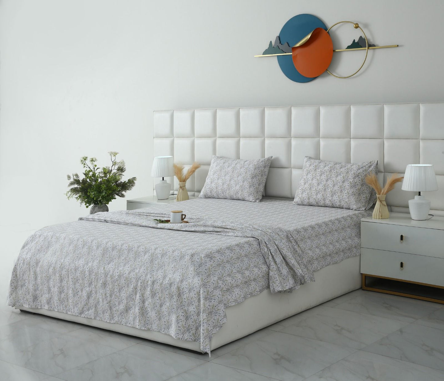 3 PCs Double Bed Sheet With Same Packing-Wildflower Bed Sheets Apricot