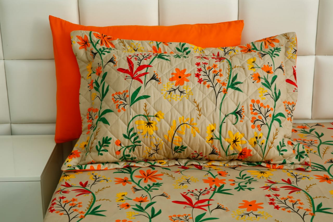 6 PCs Bed Spread Set-Orange Lilly Bed Spread Apricot