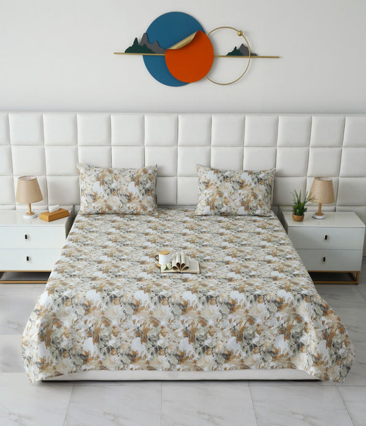 3 PCs Double Bed Sheet- DB268 BED SHEET Apricot