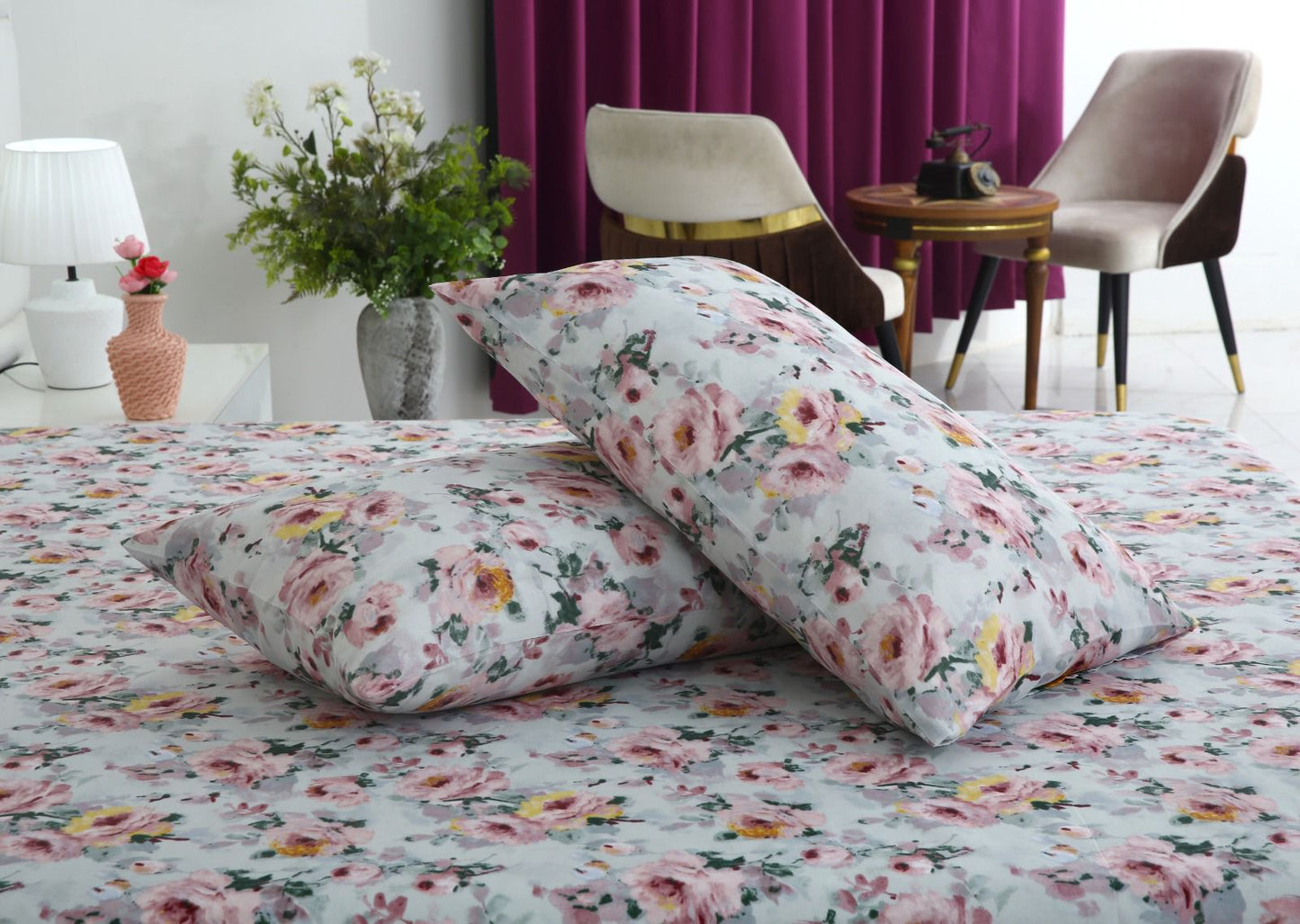 3 PCs Double Bed Sheet- DB270 BED SHEET Apricot