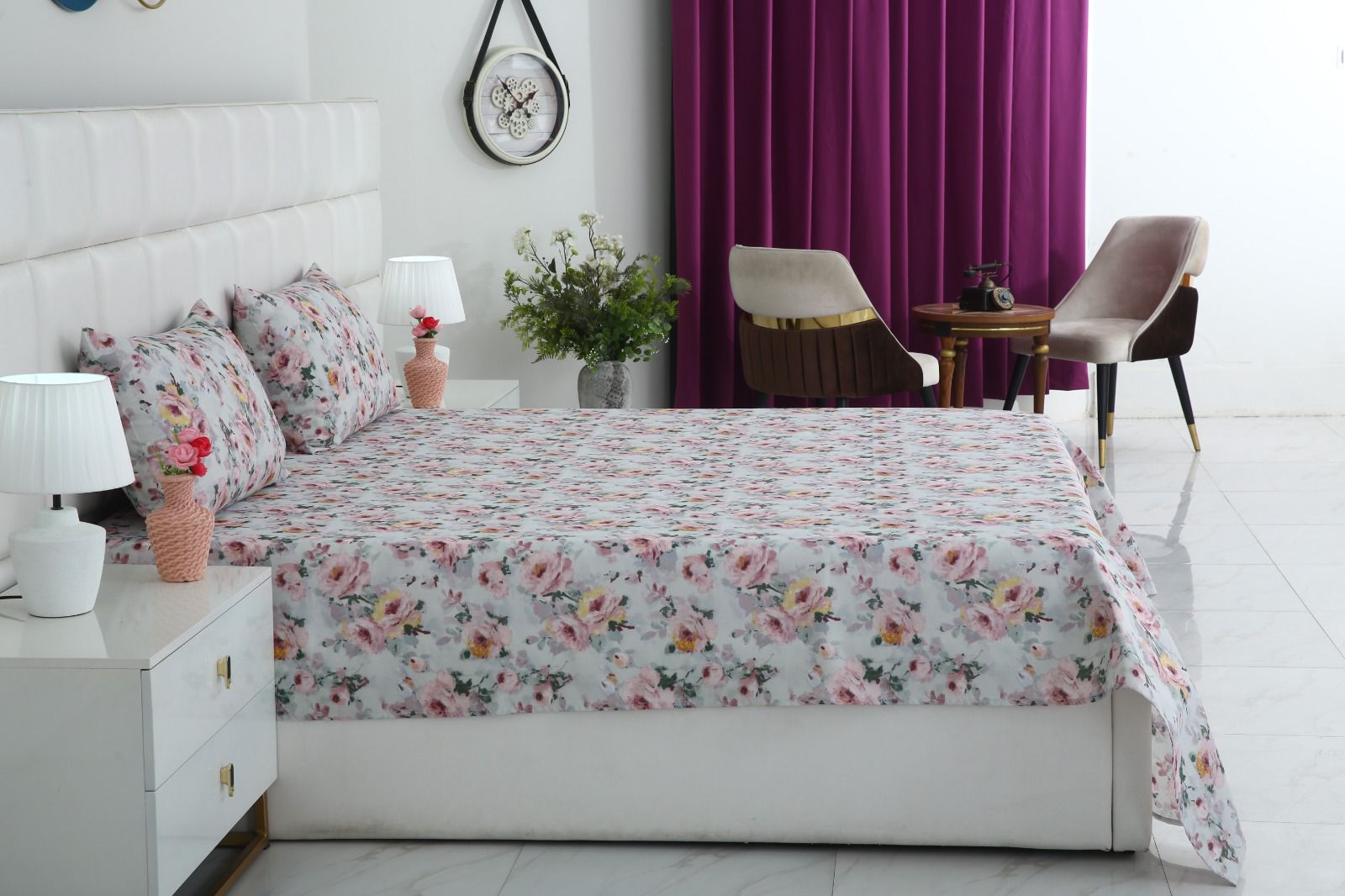 3 PCs Double Bed Sheet- DB270 BED SHEET Apricot