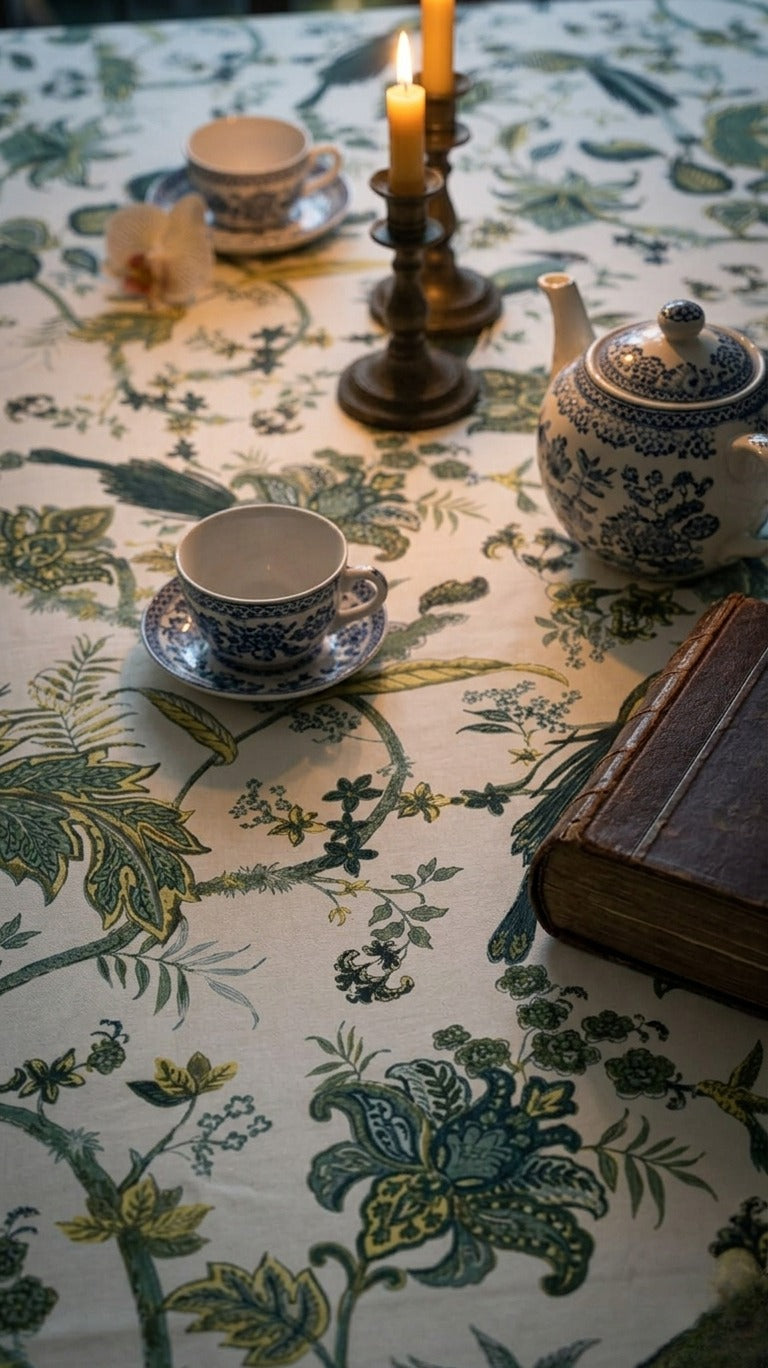 6 & 8 Seater Digital Printed Table Cover-TB64 Table Cover Apricot