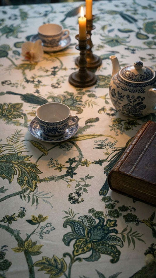 6 & 8 Seater Digital Printed Table Cover-TB64 Table Cover Apricot