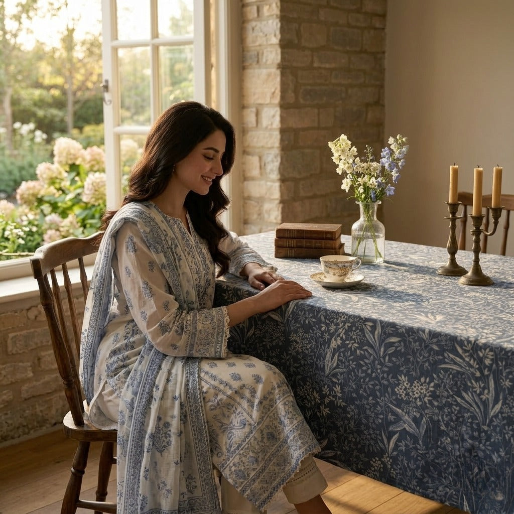 6 & 8 Seater Digital Printed Table Cover-TB63 Table Cover Apricot