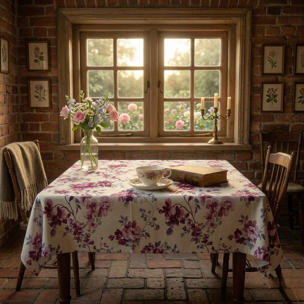 6 & 8 Seater Digital Printed Table Cover-TB59 Table Cover Apricot