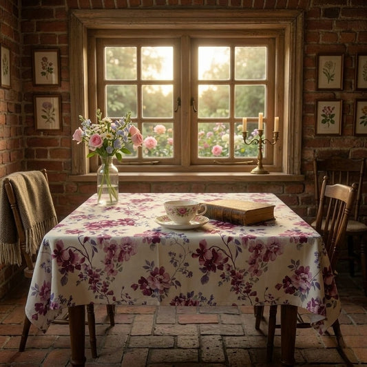 6 & 8 Seater Digital Printed Table Cover-TB59 Table Cover Apricot