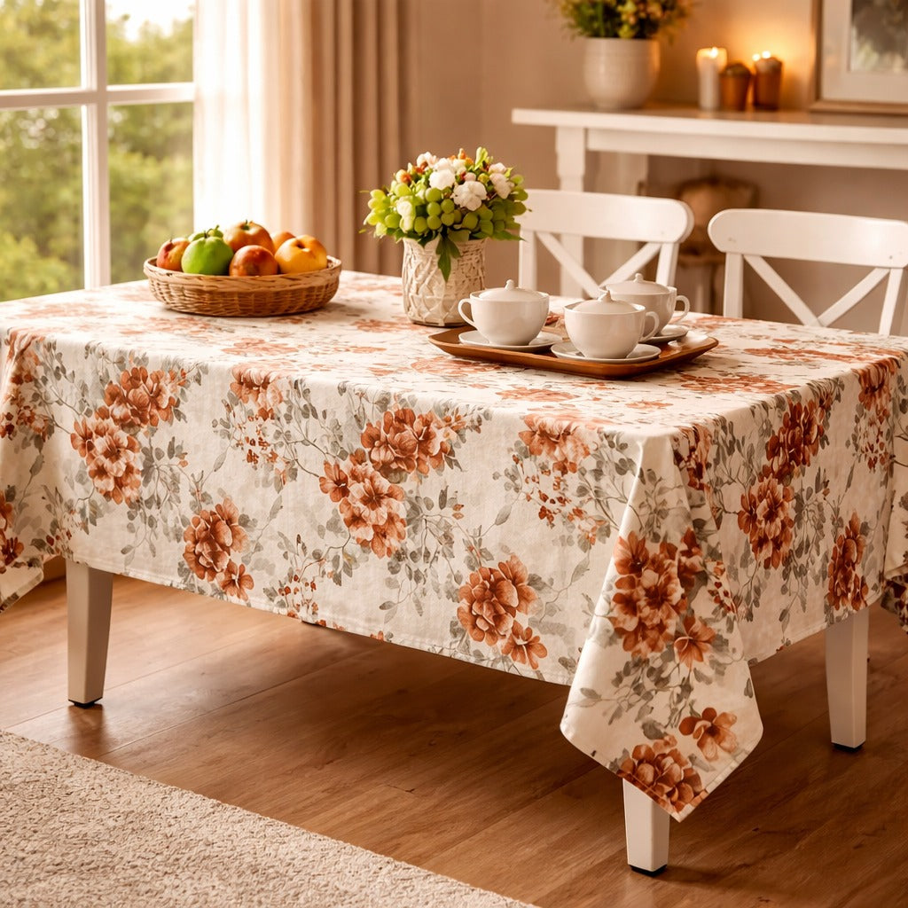 6 & 8 Seater Digital Printed Table Cover-TB60 Table Cover Apricot