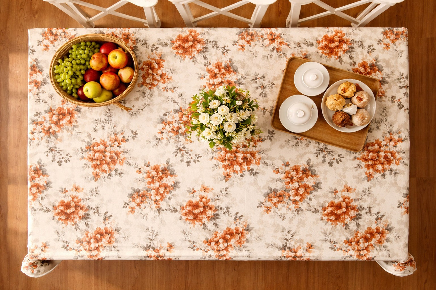 6 & 8 Seater Digital Printed Table Cover-TB60 Table Cover Apricot
