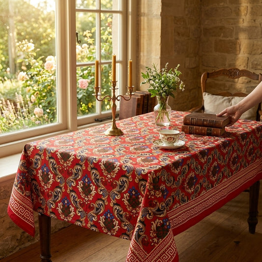 6 & 8 Seater Digital Printed Table Cover-TB37 Table Cover Apricot