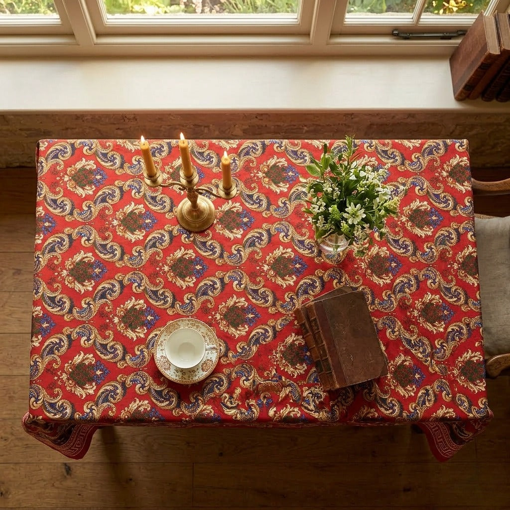 6 & 8 Seater Digital Printed Table Cover-TB37 Table Cover Apricot