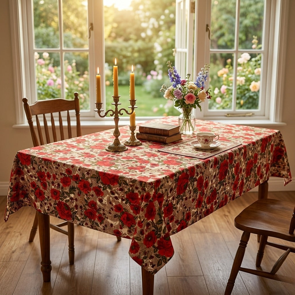 6 & 8 Seater Digital Printed Table Cover-Tb45 Table Cover Apricot