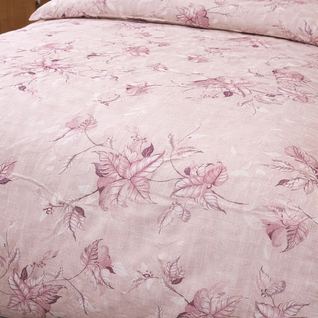 2PCs Single Size Duvet Cover Hollyhock Bed Sheets Apricot