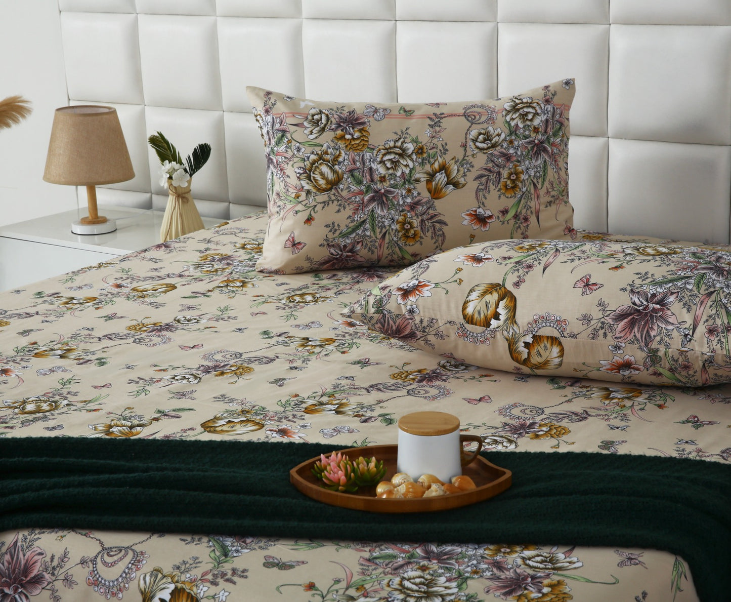 3 PCs Double Bed Sheet With Same Packing-Pastel Chanel Bed Sheets Apricot