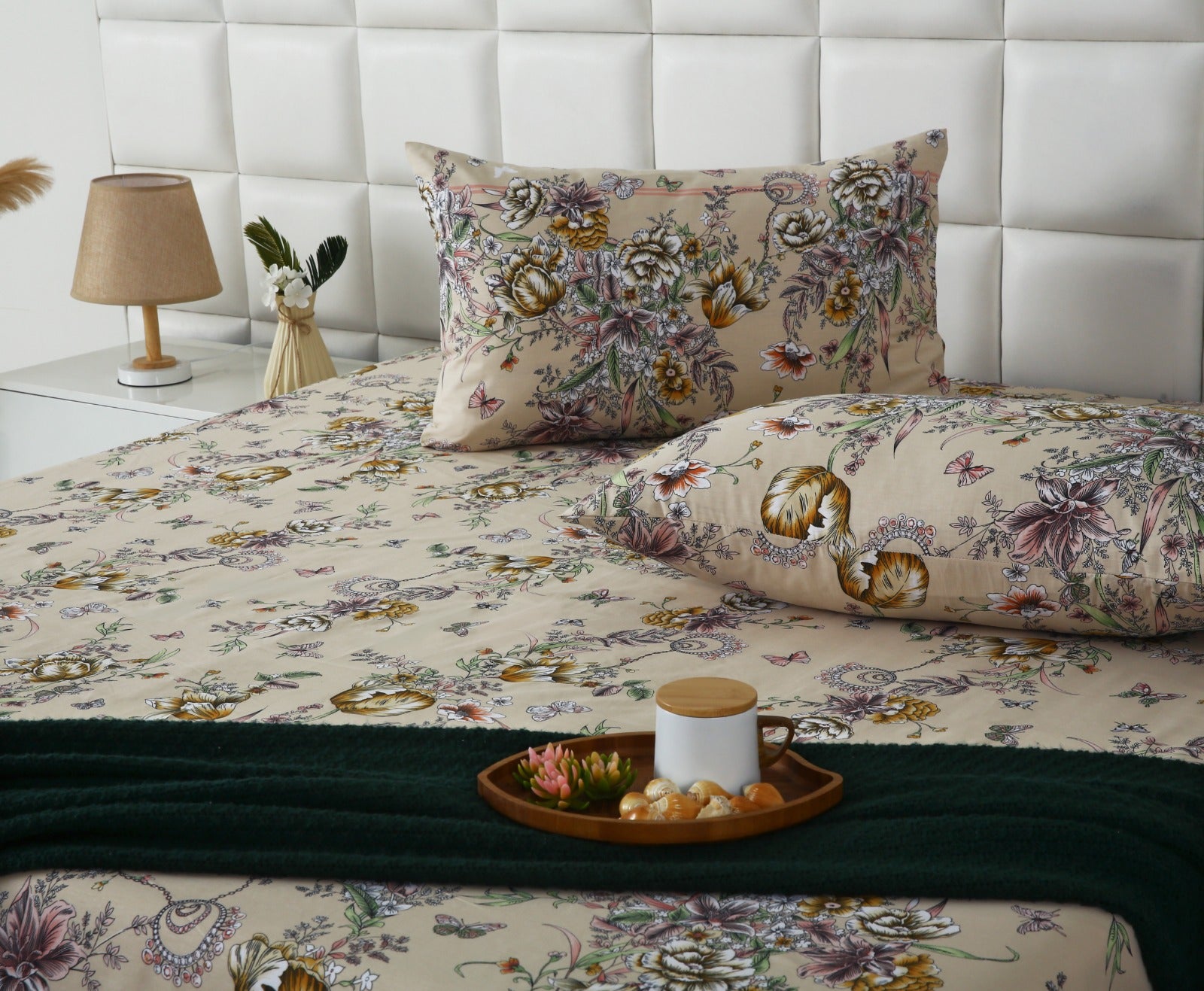 3 PCs Double Bed Sheet With Same Packing-Pastel Chanel Bed Sheets Apricot