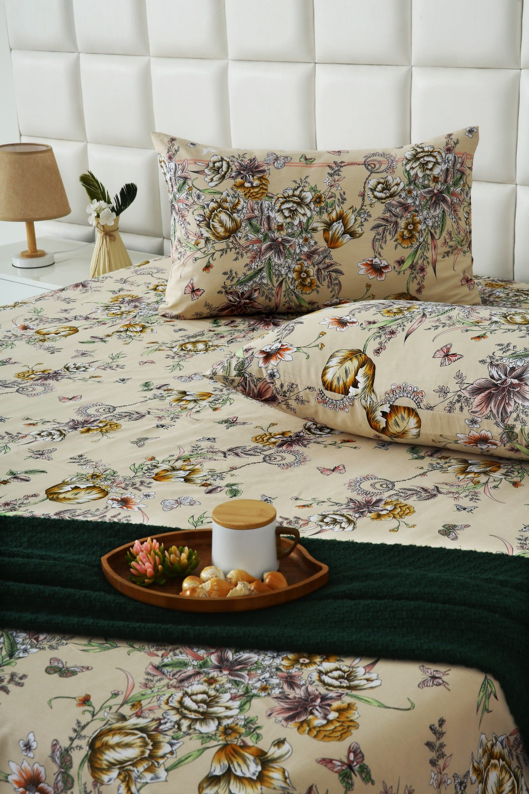 3 PCs Double Bed Sheet With Same Packing-Pastel Chanel Bed Sheets Apricot